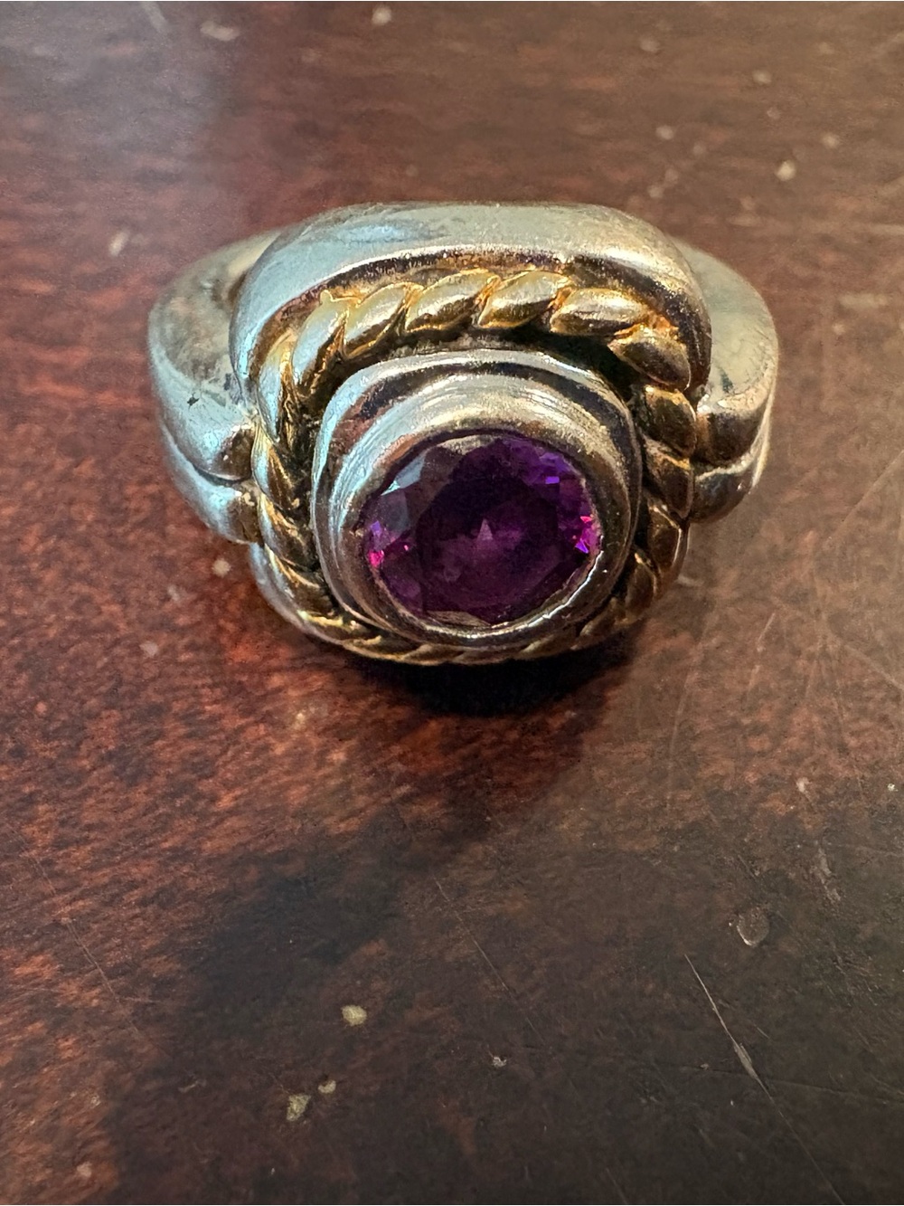 Gorgeous Premier Designs Size 9 Ring with Purple Gemstone and Gold Accents
